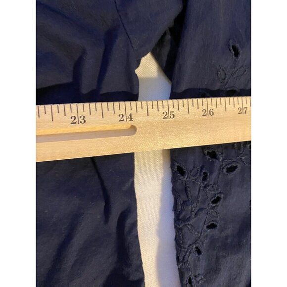 Navy Blue Spense Womens XL V-Neck Long Sleeve Top With Floral Embroidery Detail - Picture 7 of 9